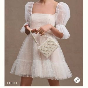 By Watters Macaron Square-Neck Tulle Embellished Mini Dress